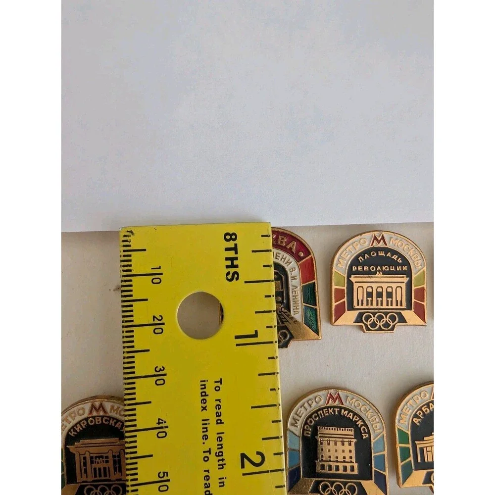 10 USSR Moscow Metro Olympic Station Enamel Pins Lot Moscow 1980 Vintage